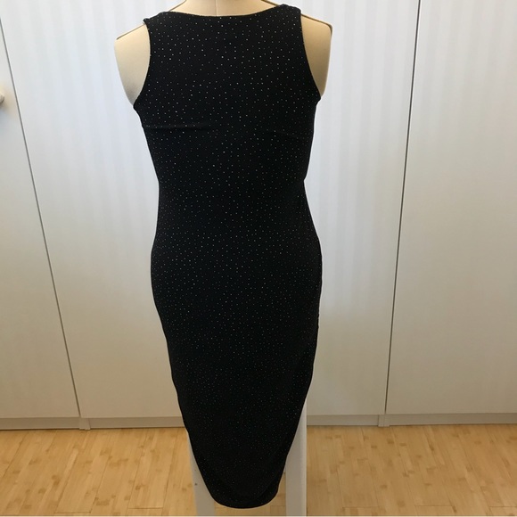 H&M black with white dots sleeveless soft comfortable midi dress Size S - Picture 3 of 11
